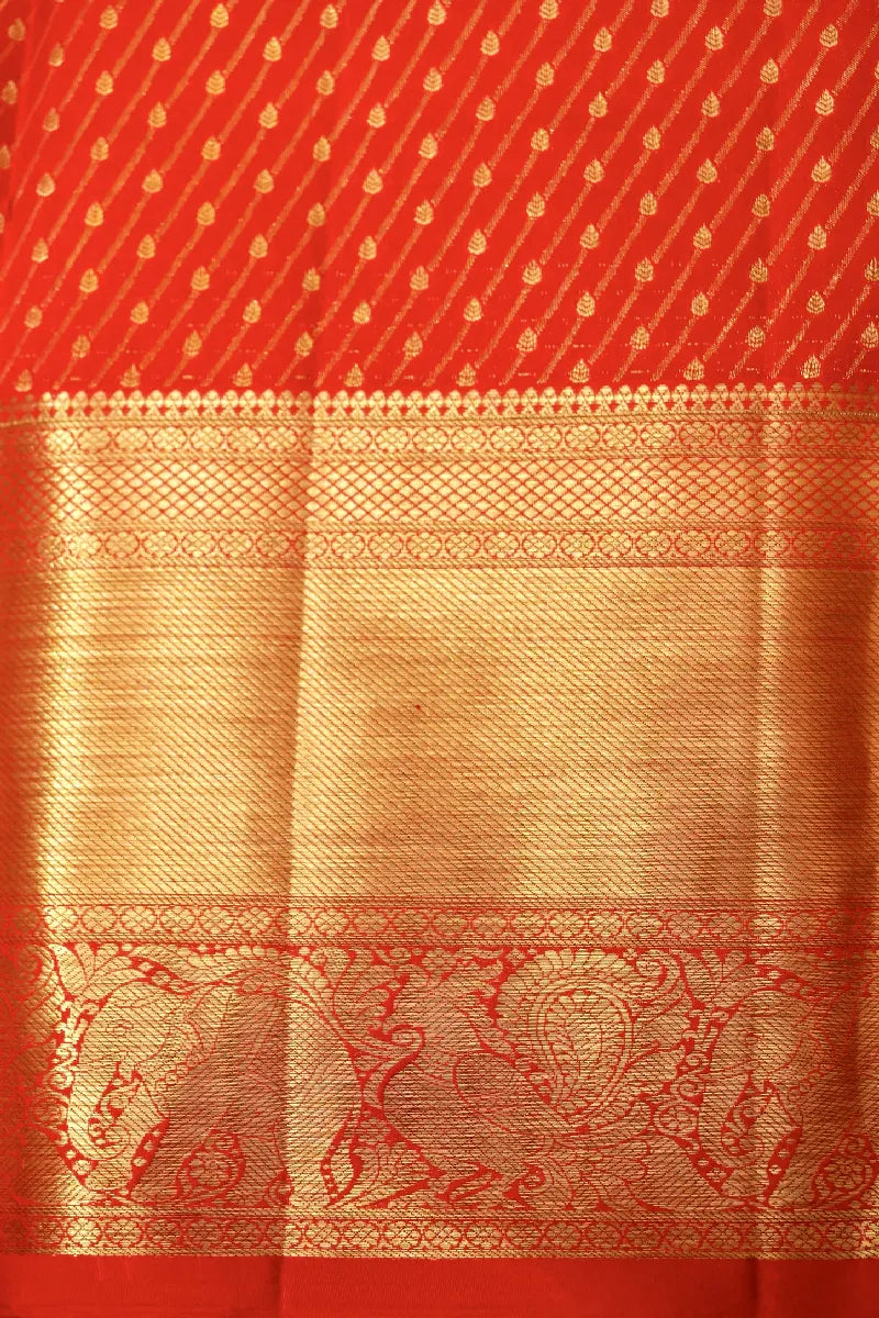 PURE HANDLOOM CHERRY RED COLOR KANCHIPURAM SILK SAREE