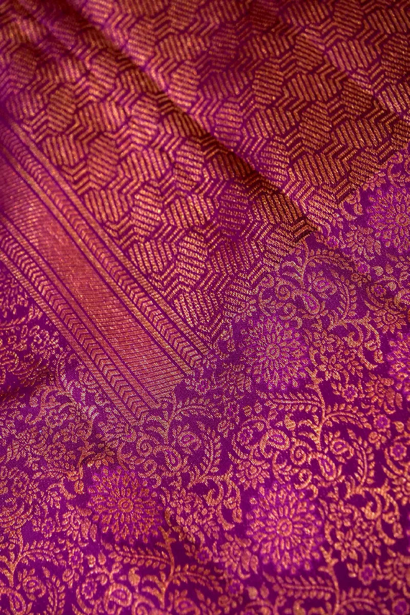 PURE HANDLOOM REAL ZARI AQUA GREEN WITH CONTRAST MAGENTA COLOR KANCHIPURAM SILK SAREE