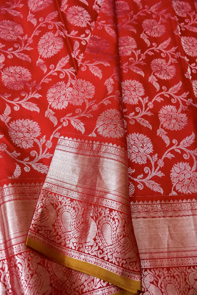 PURE HANDLOOM RED COLOR KANCHIPURAM SILK SAREE