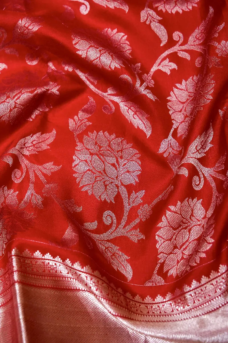 PURE HANDLOOM RED COLOR KANCHIPURAM SILK SAREE