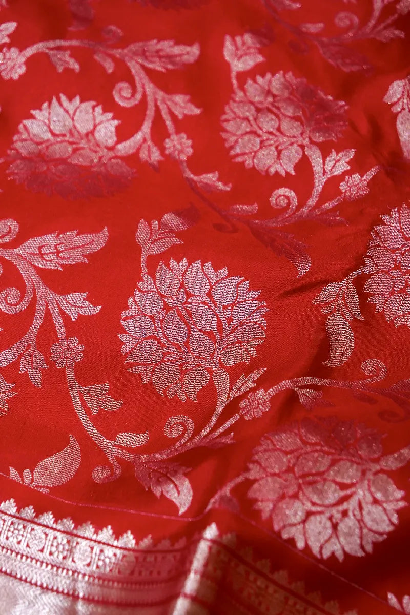 PURE HANDLOOM RED COLOR KANCHIPURAM SILK SAREE