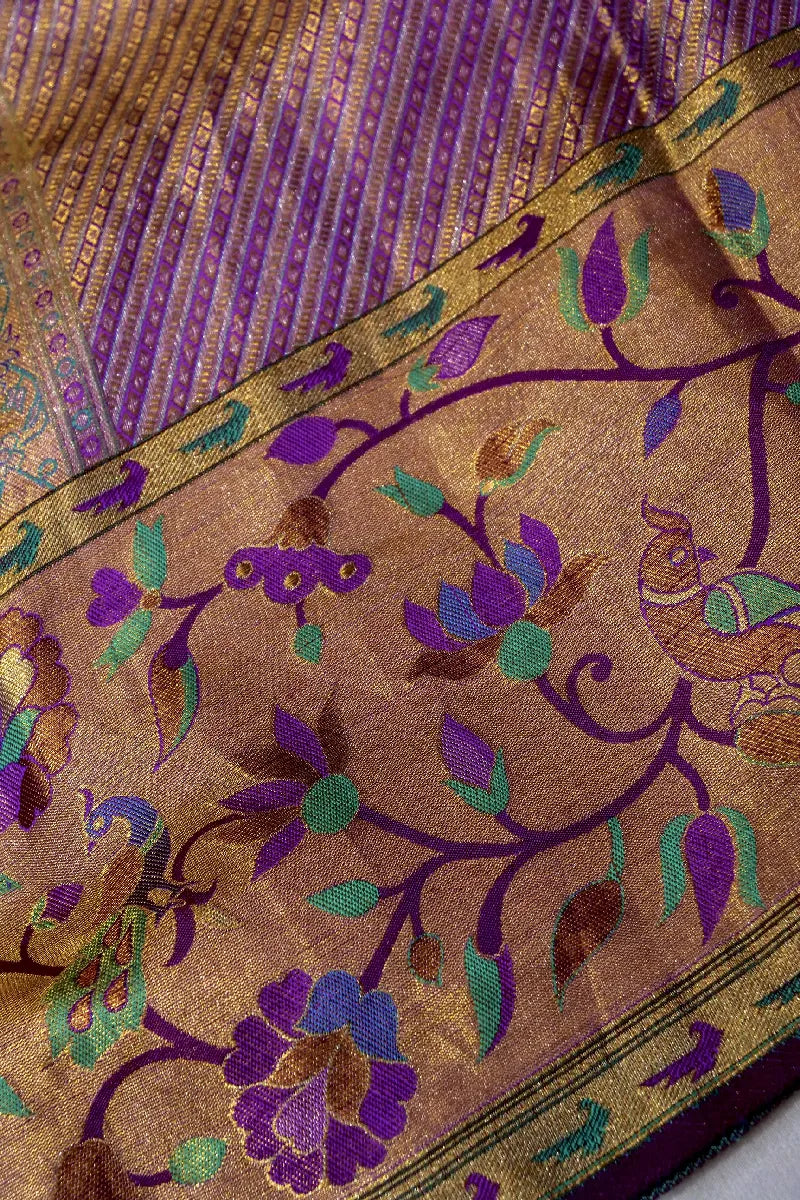 PURE HANDLOOM REAL ZARI GOLDEN COLOR KANCHIPURAM SILK SAREE