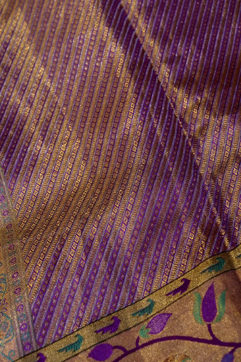 PURE HANDLOOM REAL ZARI GOLDEN COLOR KANCHIPURAM SILK SAREE