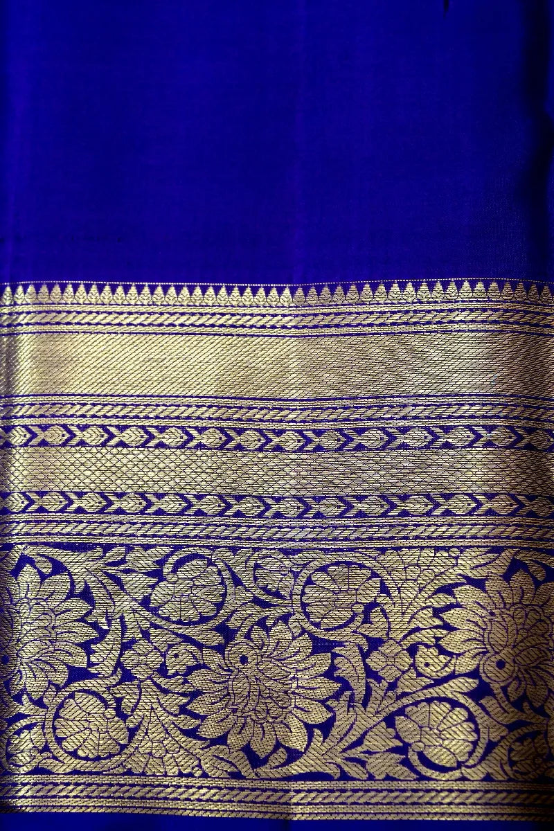 PURE HANDLOOM ROYAL BLUE COLOR KANCHIPURAM SILK SAREE
