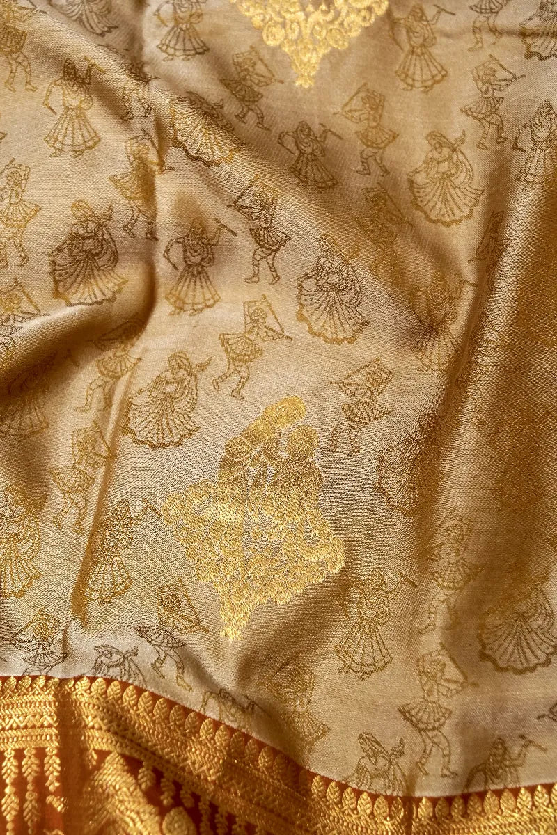 PURE HANDLOOM GOLD COLOR KANCHIPURAM SILK SAREE