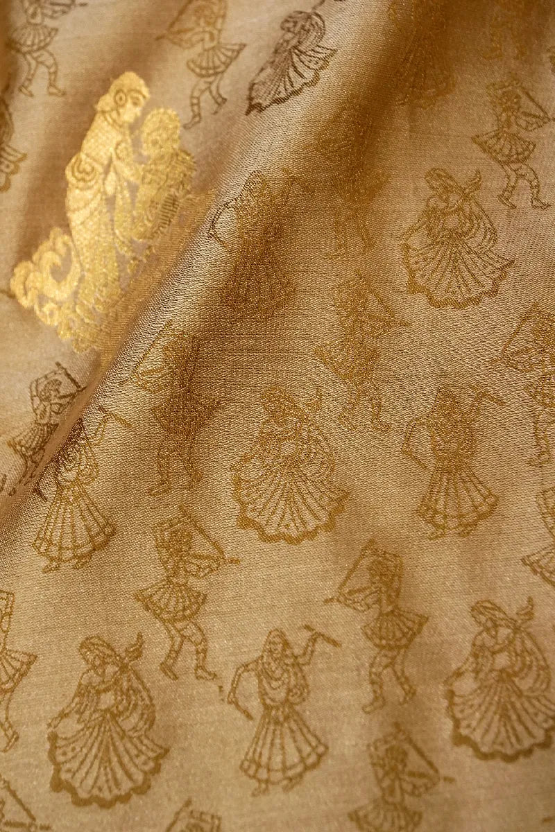 PURE HANDLOOM GOLD COLOR KANCHIPURAM SILK SAREE