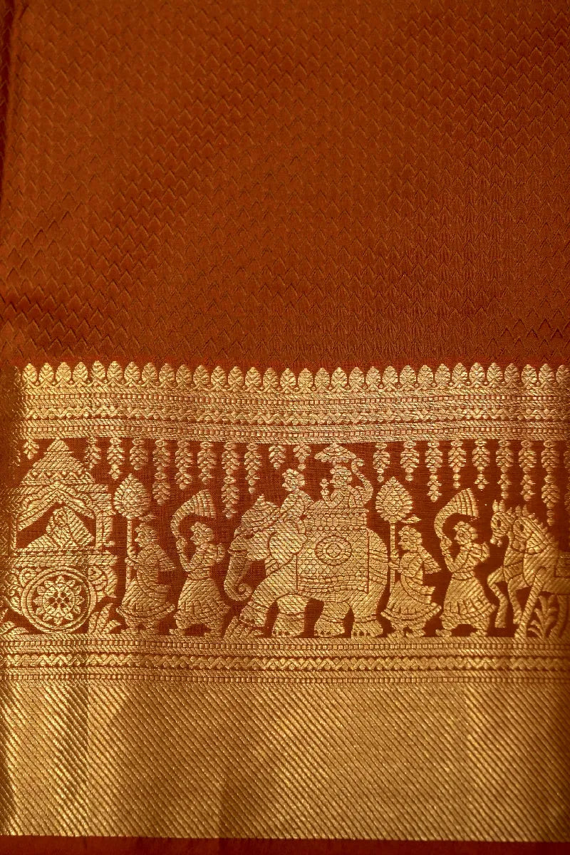 PURE HANDLOOM GOLD COLOR KANCHIPURAM SILK SAREE