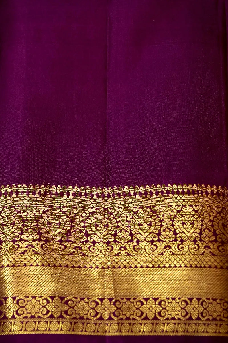PURE HANDLOOM REAL ZARI GOLDEN WINE COLOR KANCHIPURAM SILK SAREE