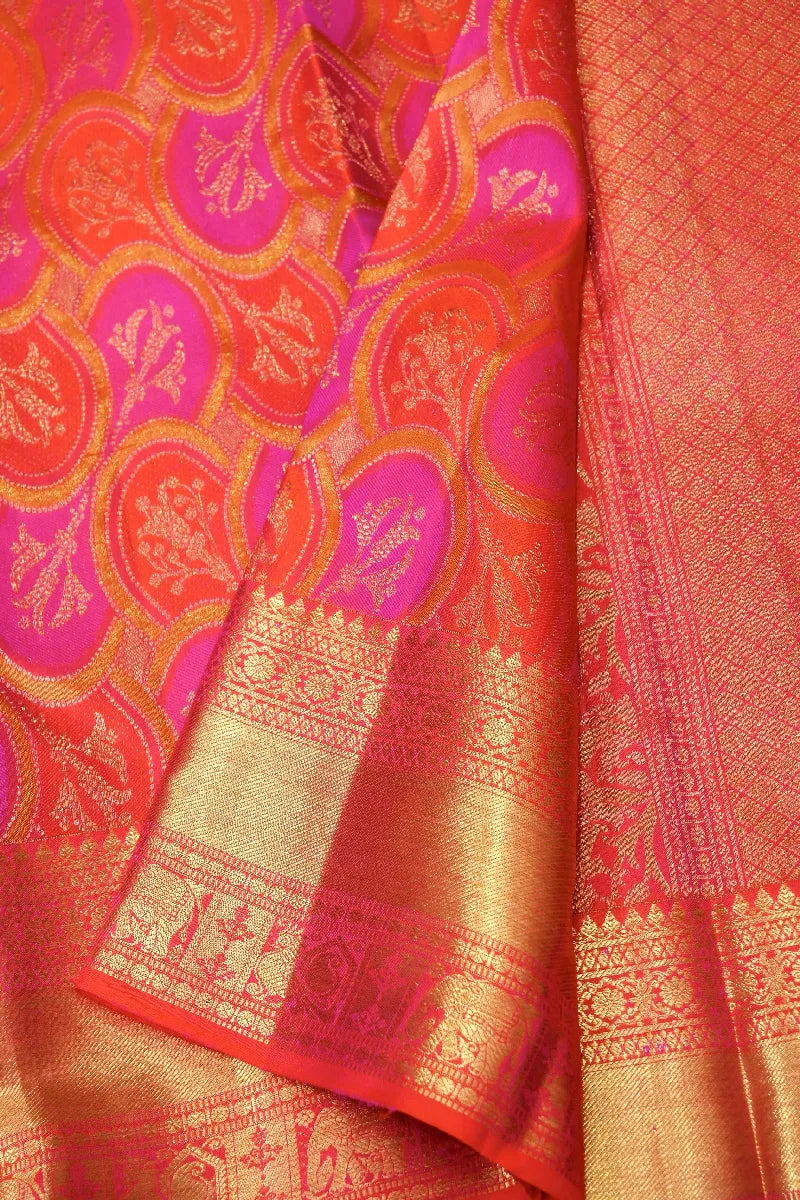 PURE HANDLOOM GAJRI PINK COLOR KANCHIPURAM SILK SAREE