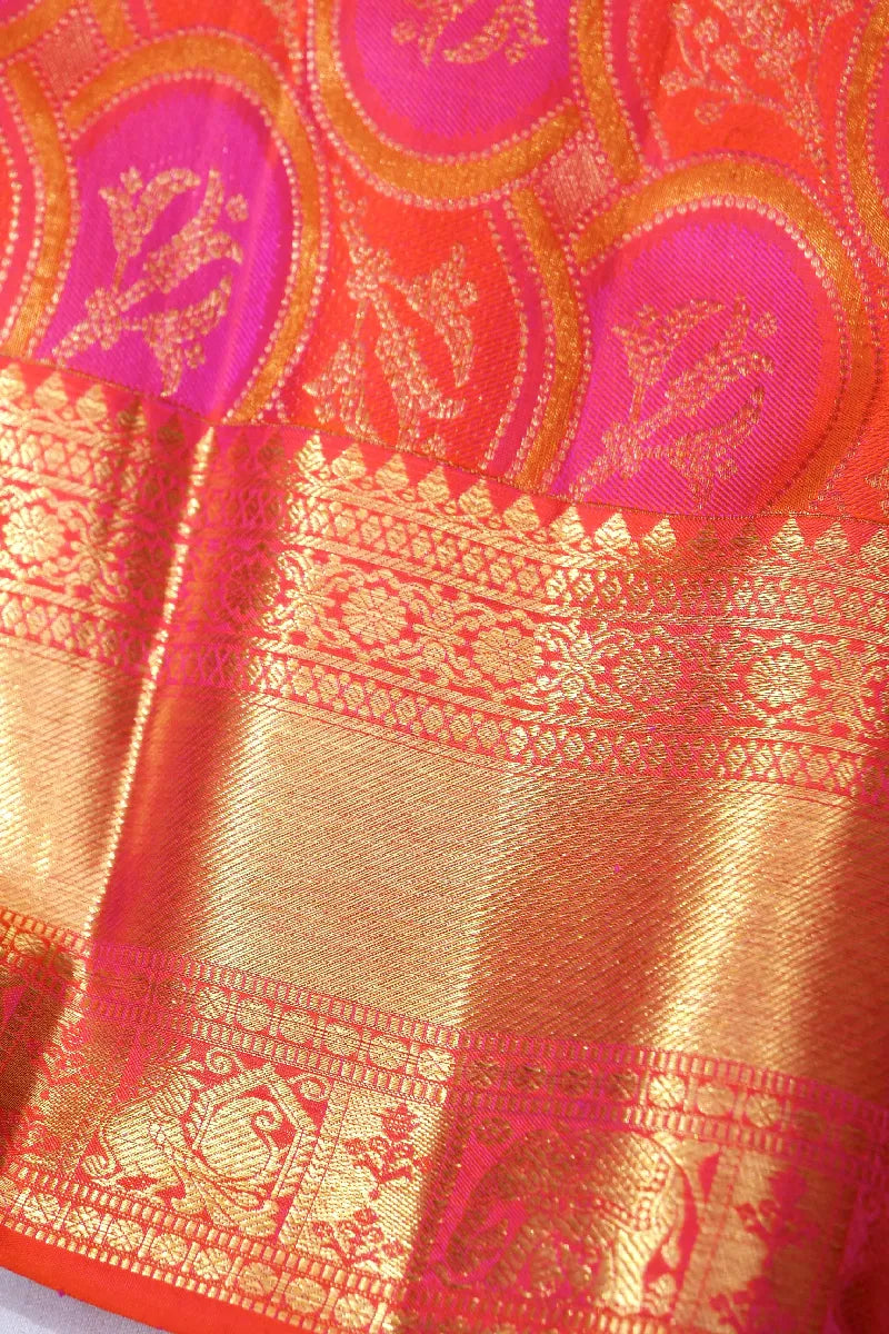 PURE HANDLOOM GAJRI PINK COLOR KANCHIPURAM SILK SAREE