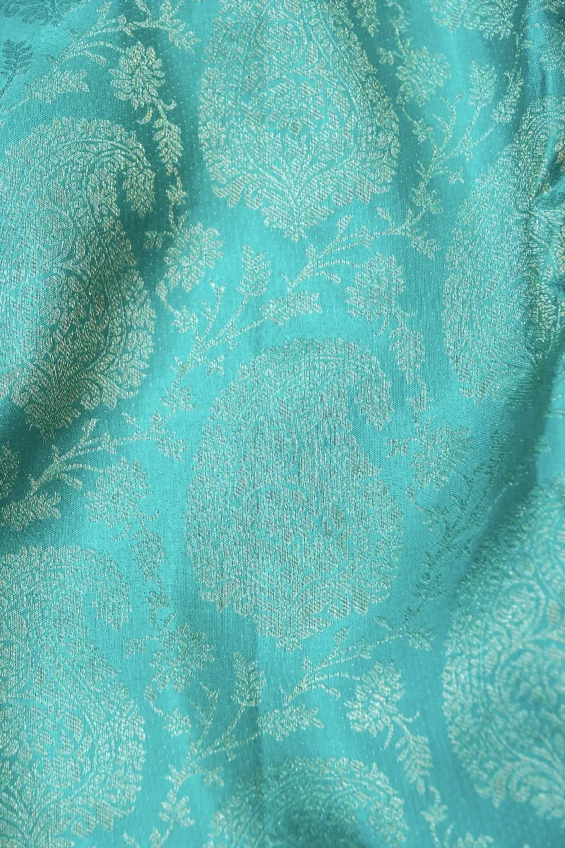 PURE HANDLOOM SEA GREEN COLOR KANCHIPURAM SILK SAREE
