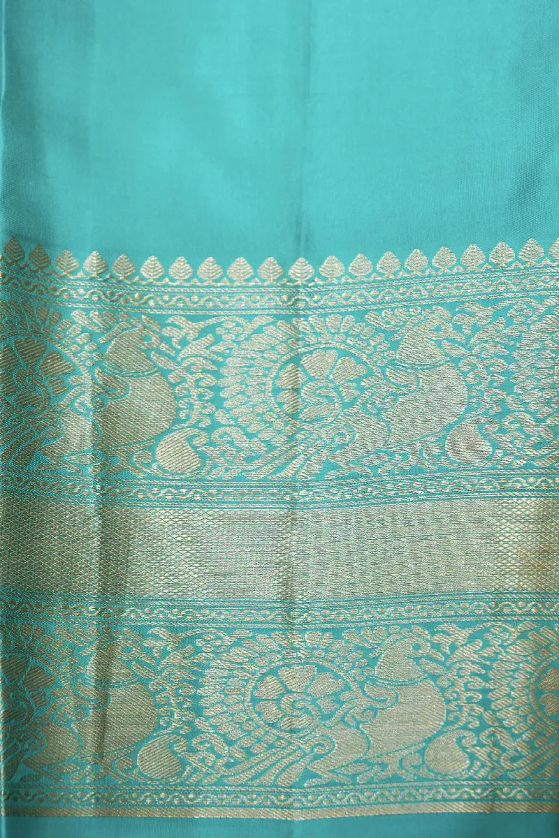 PURE HANDLOOM SEA GREEN COLOR KANCHIPURAM SILK SAREE
