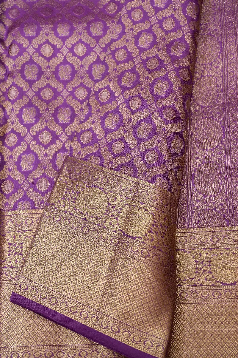 PURE HANDLOOM LAVENDER COLOR KANCHIPURAM SILK SAREE