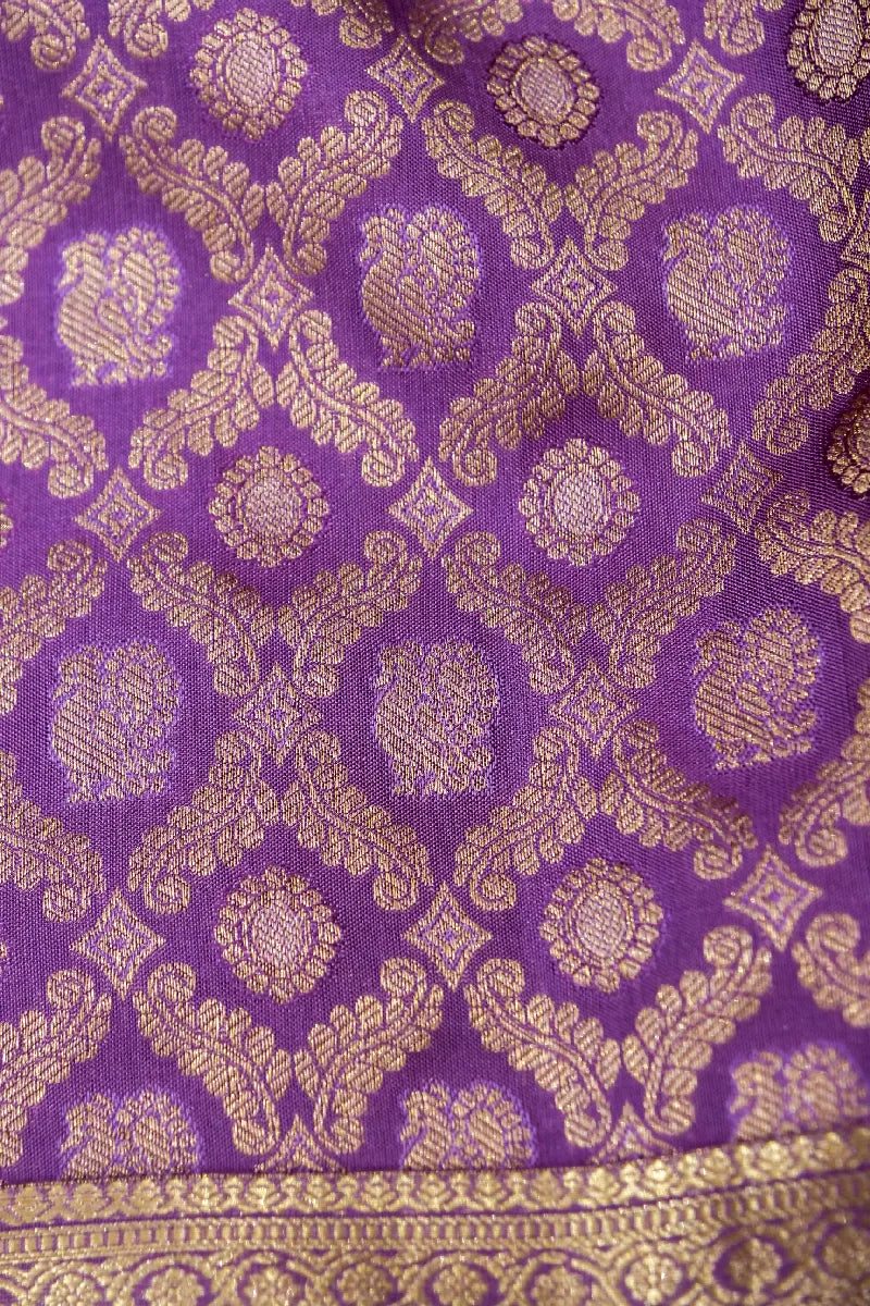 PURE HANDLOOM LAVENDER COLOR KANCHIPURAM SILK SAREE