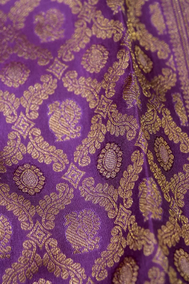 PURE HANDLOOM LAVENDER COLOR KANCHIPURAM SILK SAREE