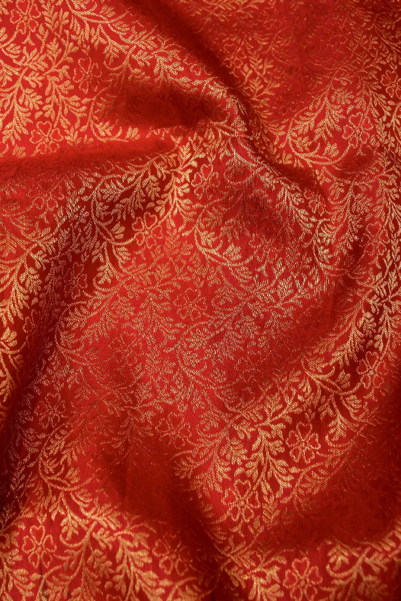 PURE HANDLOOM DARK BRICK COLOR KANCHIPURAM SILK SAREE