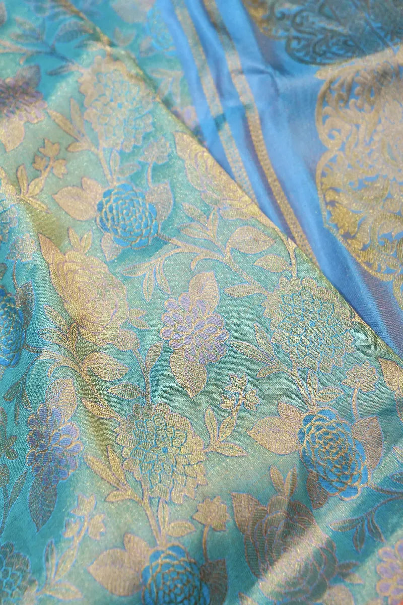 PURE HANDLOOM SEA GREEN COLOR KANCHIPURAM SILK SAREE
