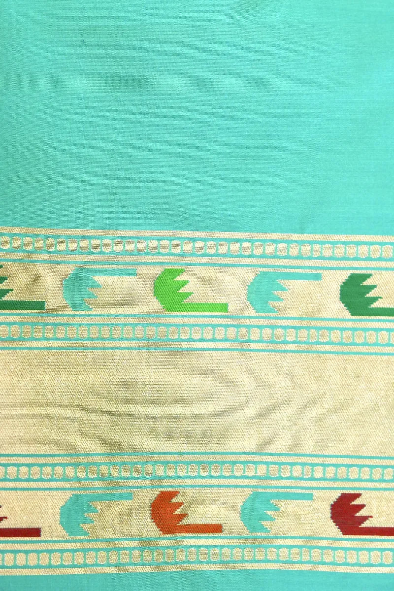 PURE HANDLOOM RICH ZARI SEA GREEN COLOR BANARASI SINGLE KATAAN SILK SAREE