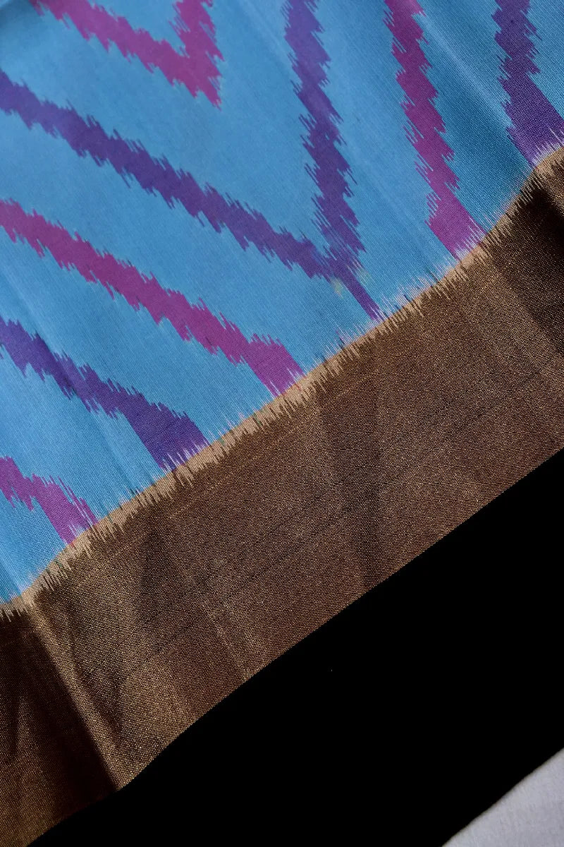 PURE HANDLOOM LIGHT FIROZI COLOR KANCHIPURAM SILK SAREE