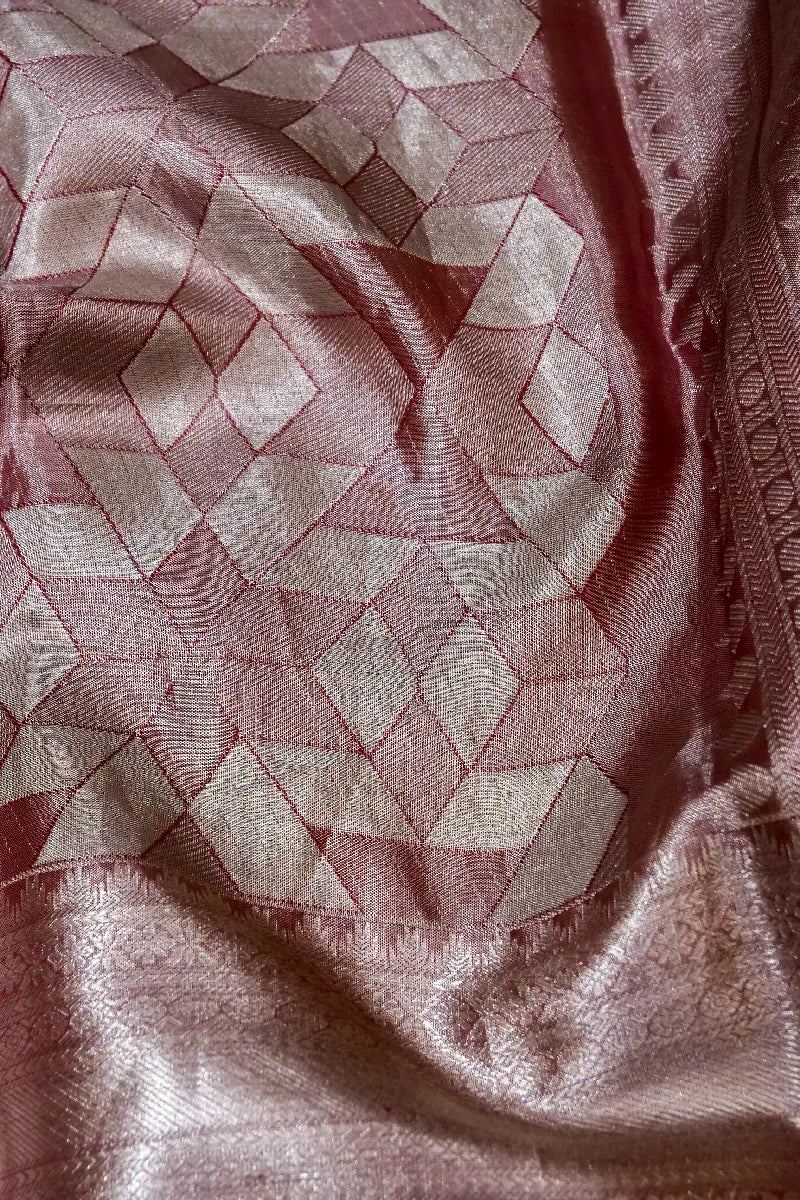 PURE HANDLOOM LIGHT PYAZI COLOR KANCHIPURAM SILK SAREE
