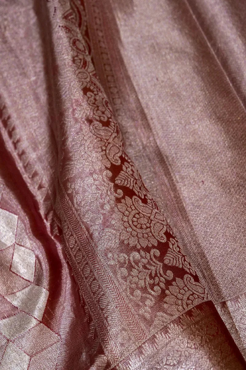 PURE HANDLOOM LIGHT PYAZI COLOR KANCHIPURAM SILK SAREE