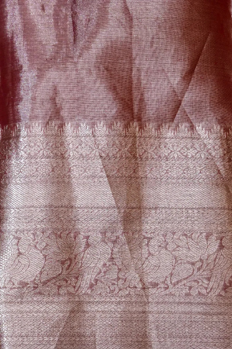 PURE HANDLOOM LIGHT PYAZI COLOR KANCHIPURAM SILK SAREE