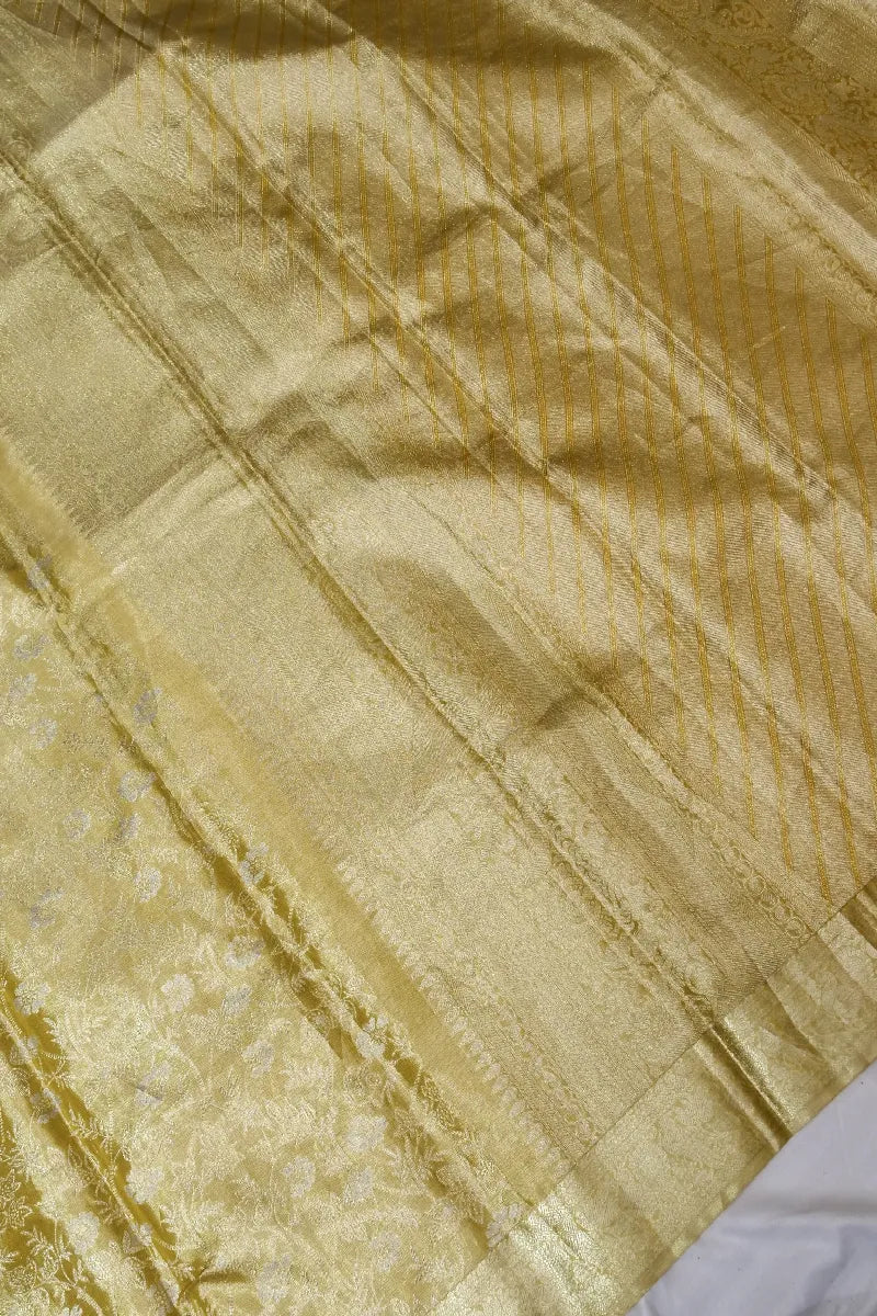 PURE HANDLOOM LEMON YELLOW COLOR KANCHIPURAM SILK SAREE