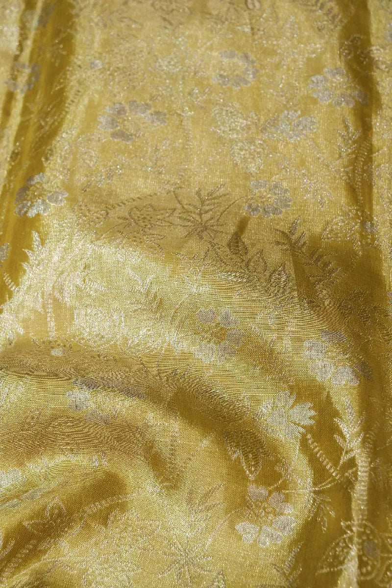 PURE HANDLOOM LEMON YELLOW COLOR KANCHIPURAM SILK SAREE
