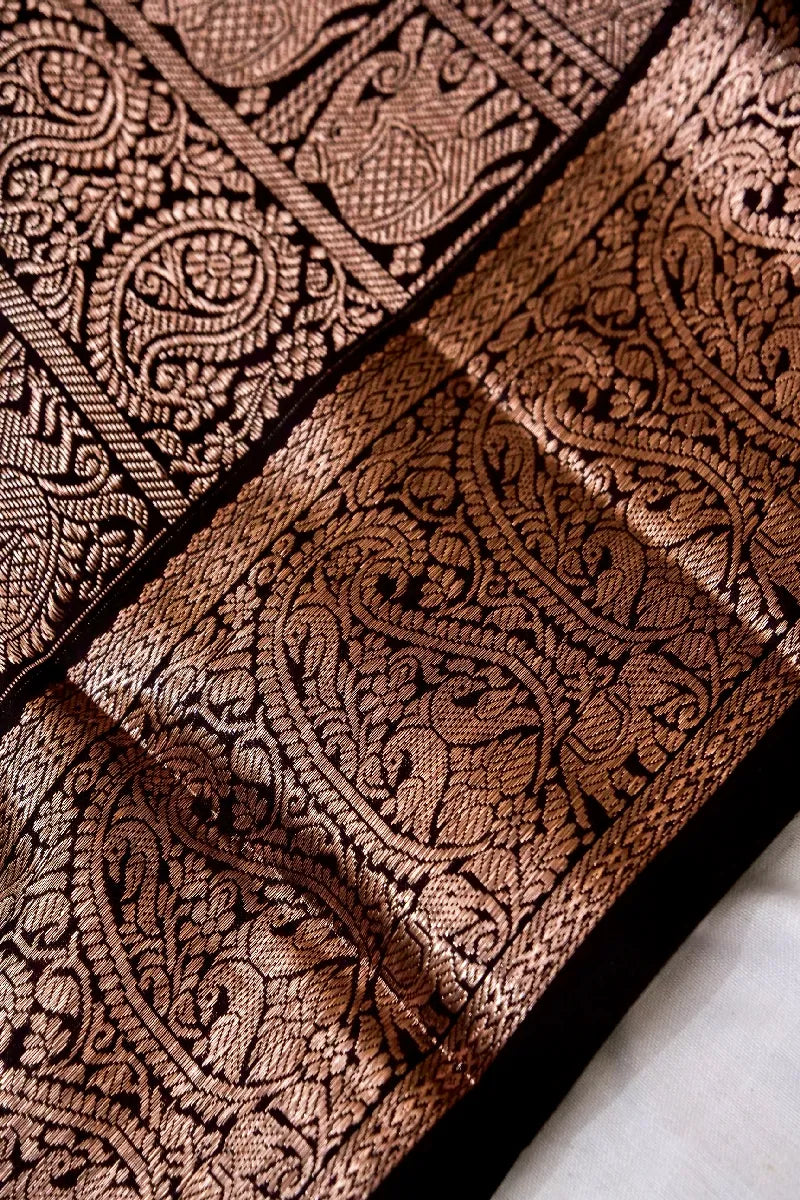 PURE HANDLOOM COFFEE COLOR COLOR KANCHIPURAM SILK SAREE