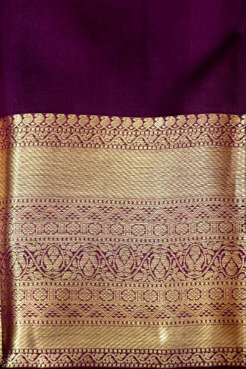 PURE HANDLOOM WINE COLOR KANCHIPURAM SILK SAREE