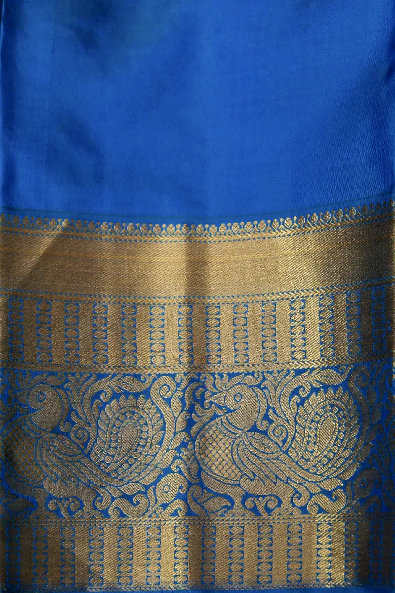 PURE HANDLOOM SEA GREEN COLOR KANCHIPURAM SILK SAREE