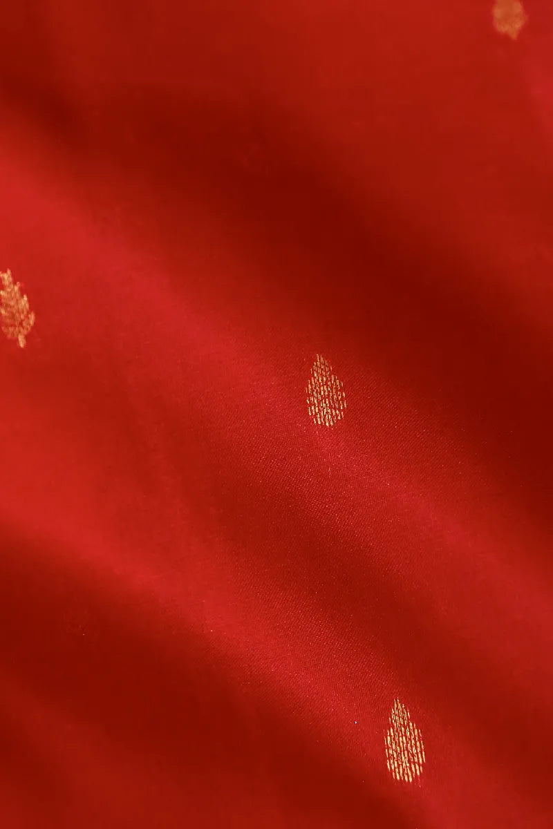 PURE HANDLOOM BLOOD RED COLOR KANCHIPURAM SILK SAREE
