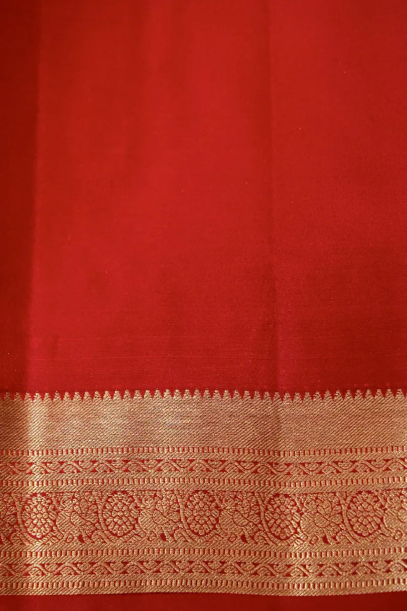 PURE HANDLOOM BLOOD RED COLOR KANCHIPURAM SILK SAREE