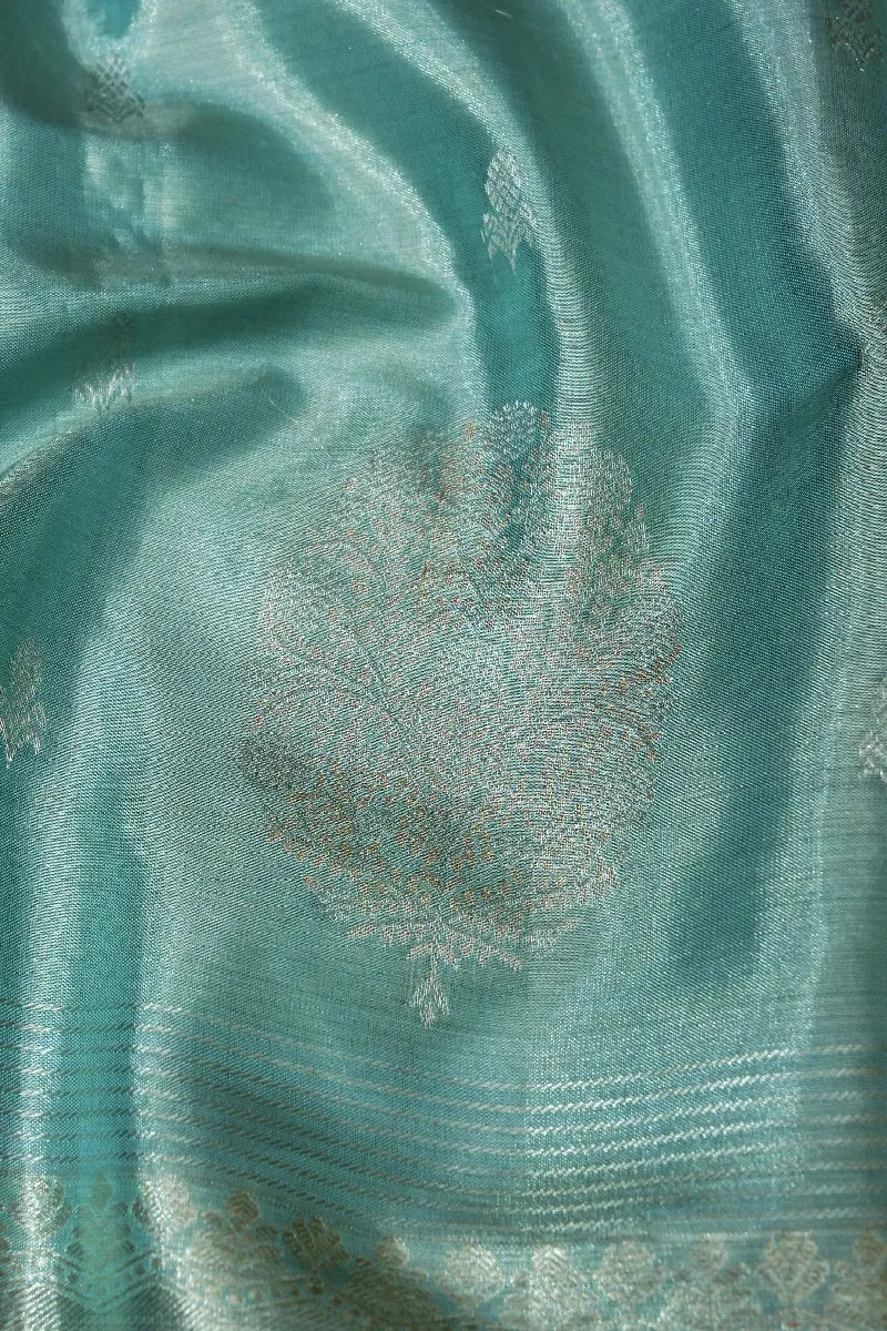 PURE HANDLOOM LIGHT SKY BLUE COLOR KANCHIPURAM SILK SAREE