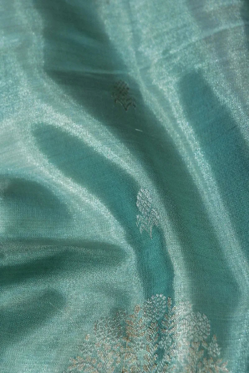 PURE HANDLOOM LIGHT SKY BLUE COLOR KANCHIPURAM SILK SAREE