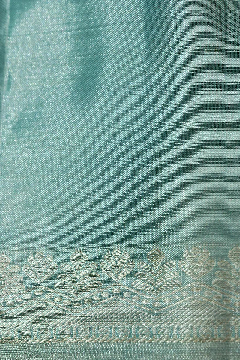 PURE HANDLOOM LIGHT SKY BLUE COLOR KANCHIPURAM SILK SAREE