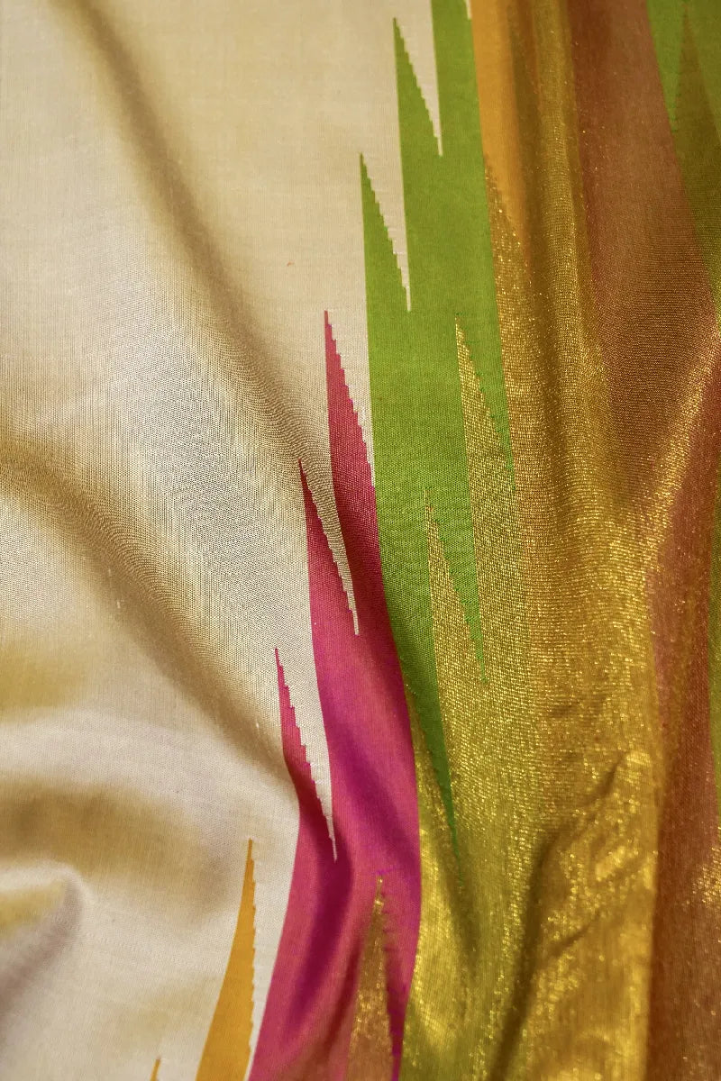 PURE HANDLOOM REAL ZARI PEACH COLOR KANCHIPURAM SILK SAREE