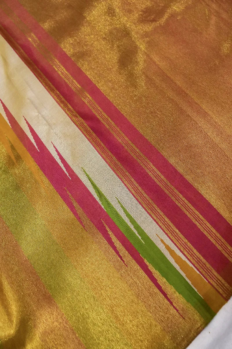 PURE HANDLOOM REAL ZARI PEACH COLOR KANCHIPURAM SILK SAREE