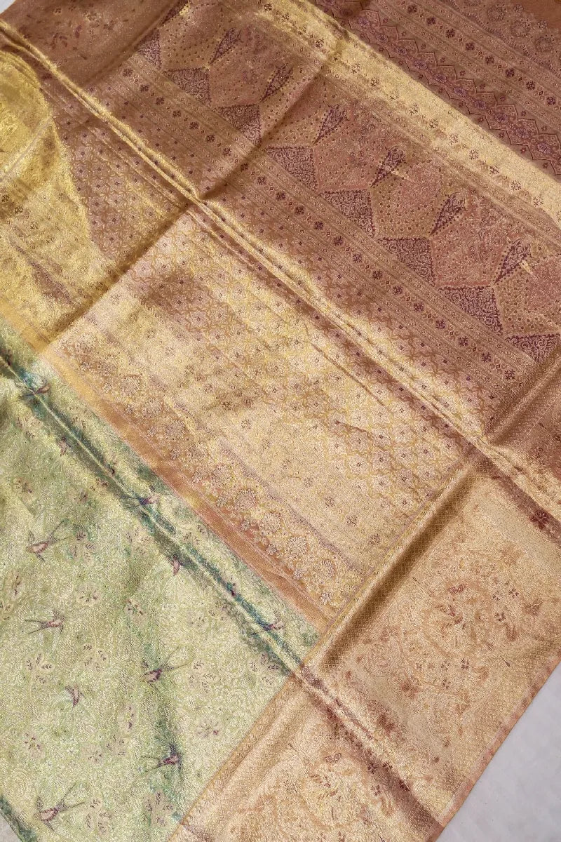 PURE HANDLOOM REAL ZARI MINT COLOR KANCHIPURAM SILK SAREE