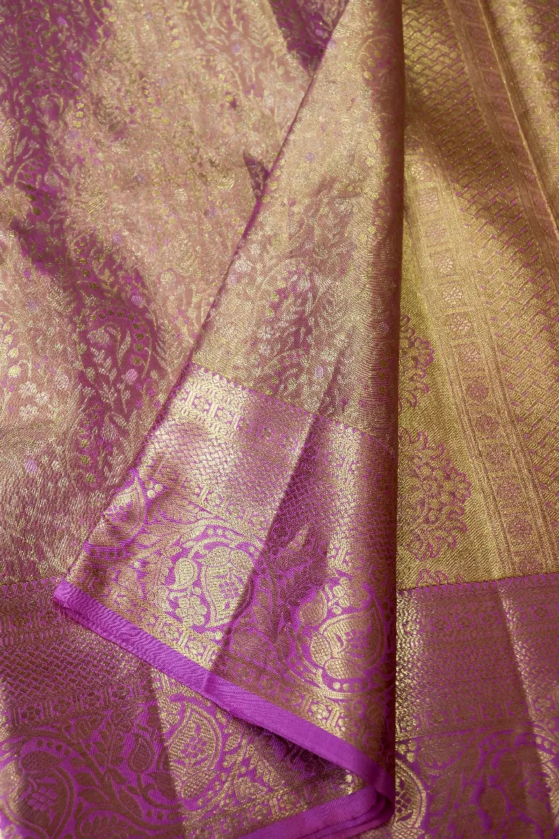 PURE HANDLOOM PURPLE COLOR KANCHIPURAM SILK SAREE