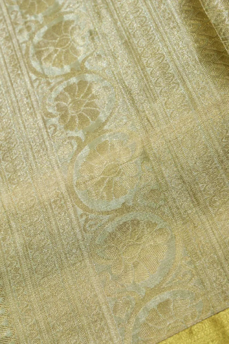 PURE HANDLOOM PISTA GREEN COLOR KANCHIPURAM SILK SAREE