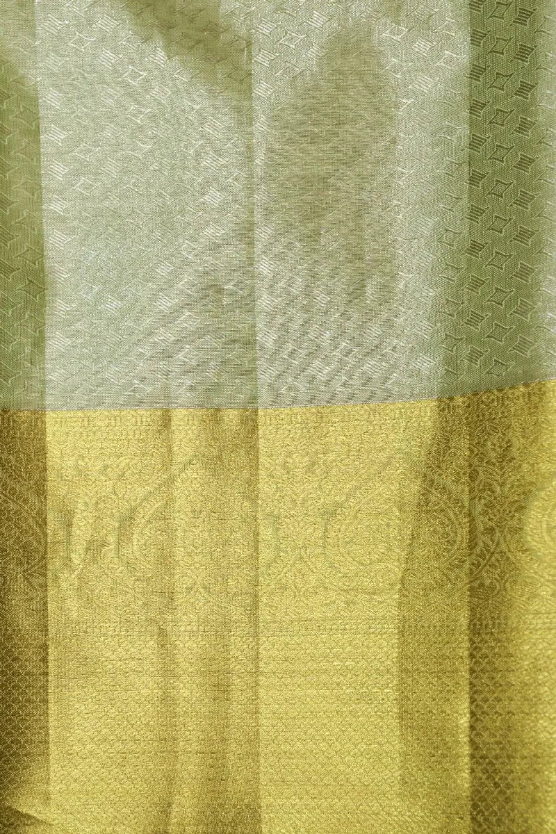 PURE HANDLOOM PISTA GREEN COLOR KANCHIPURAM SILK SAREE