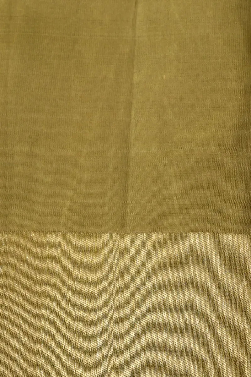 PURE HANDLOOM REAL ZARI MEHENDI GOLDEN COLOR KANCHIPURAM SILK SAREE