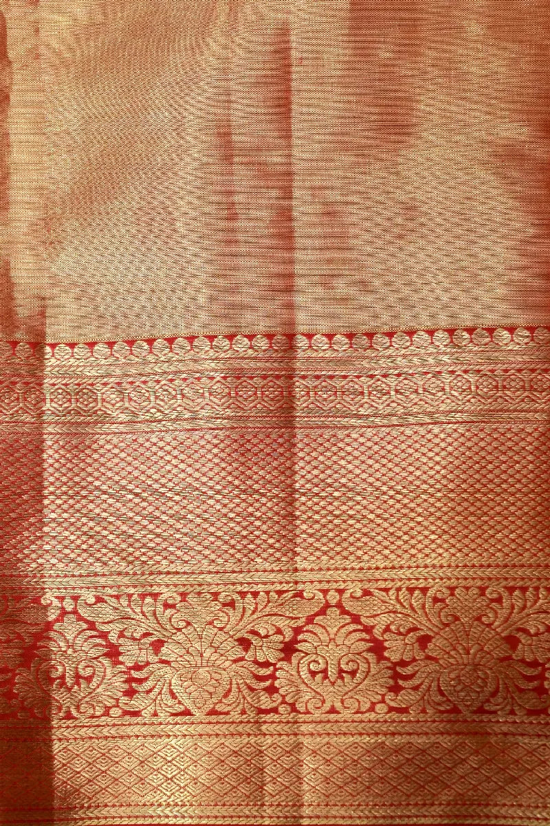 PURE HANDLOOM REAL ZARI GOLDEN COLOR KANCHIPURAM SILK SAREE