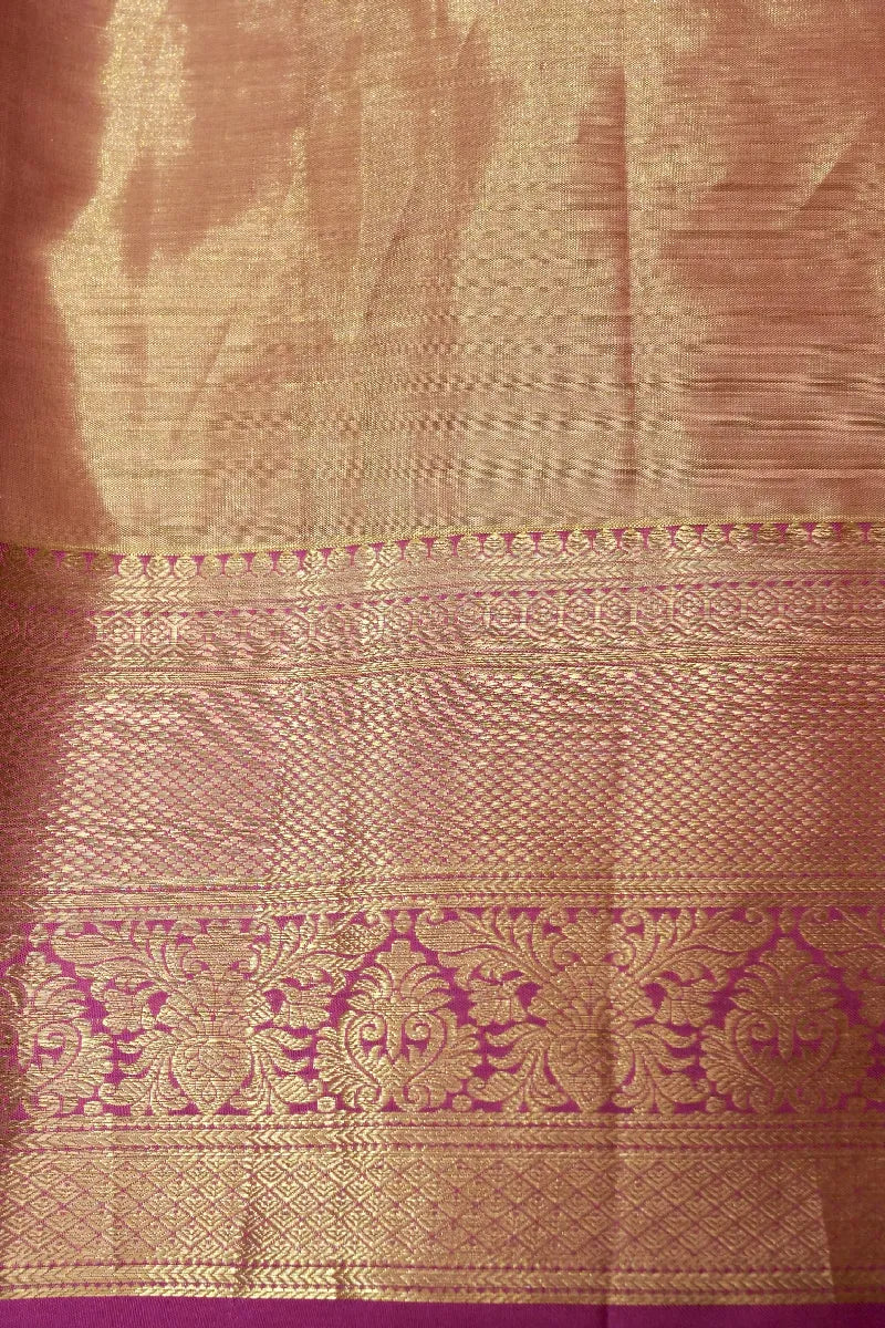 PURE HANDLOOM REAL ZARI GOLDEN COLOR KANCHIPURAM SILK SAREE