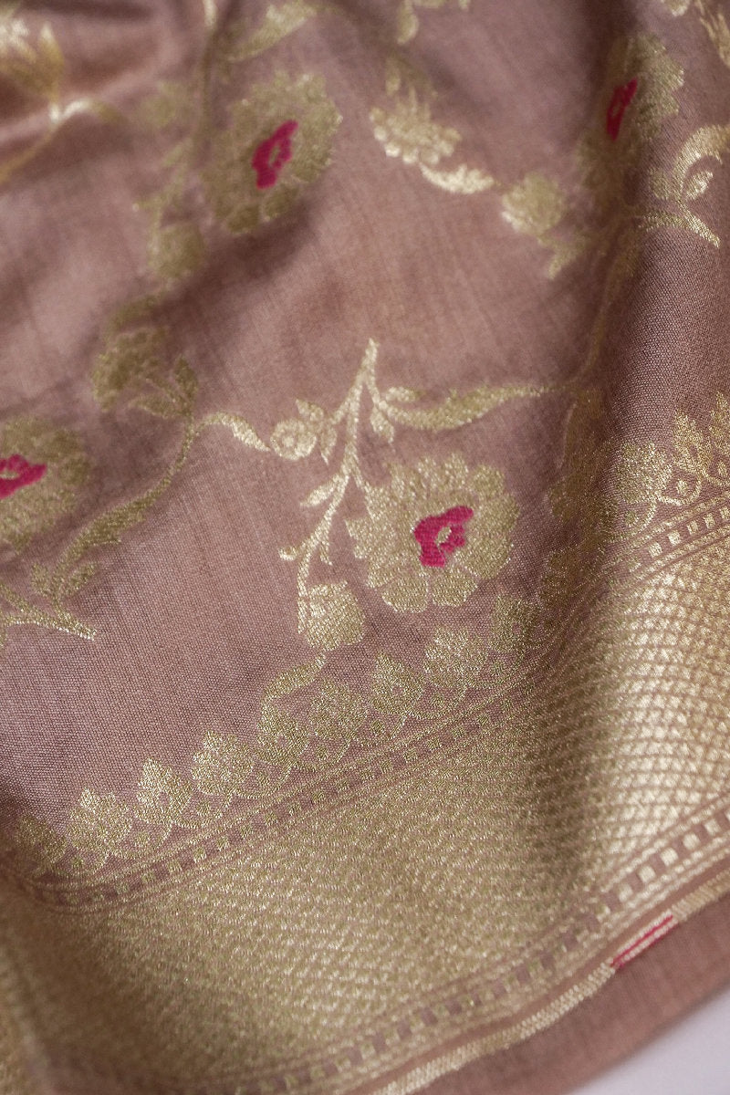 CHINIYA SILK PASTEL BROWN COLOR UNSTICHED SUIT