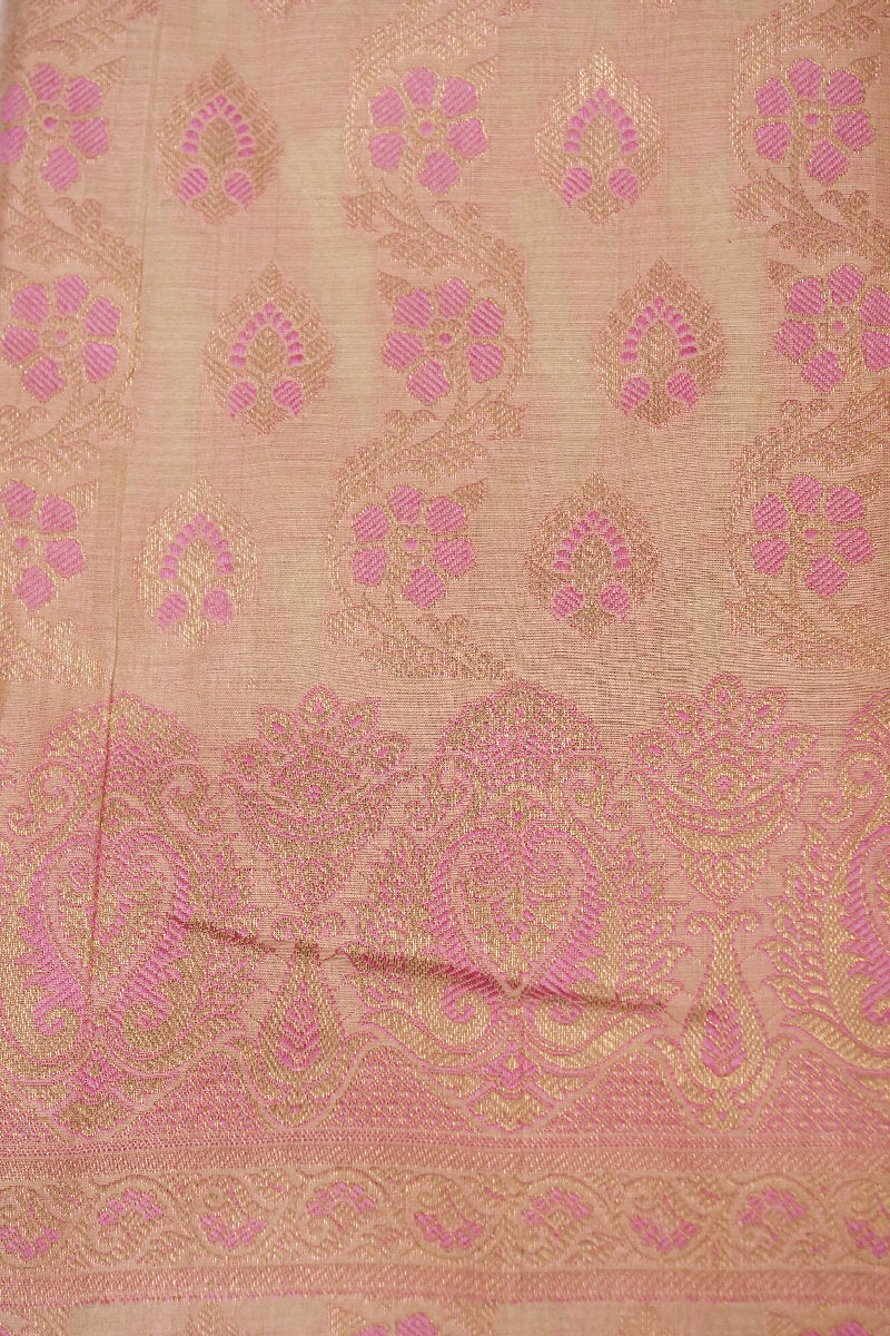 BANARASI COTTON SILK BEIGE COLOR UNSTICHED SUIT