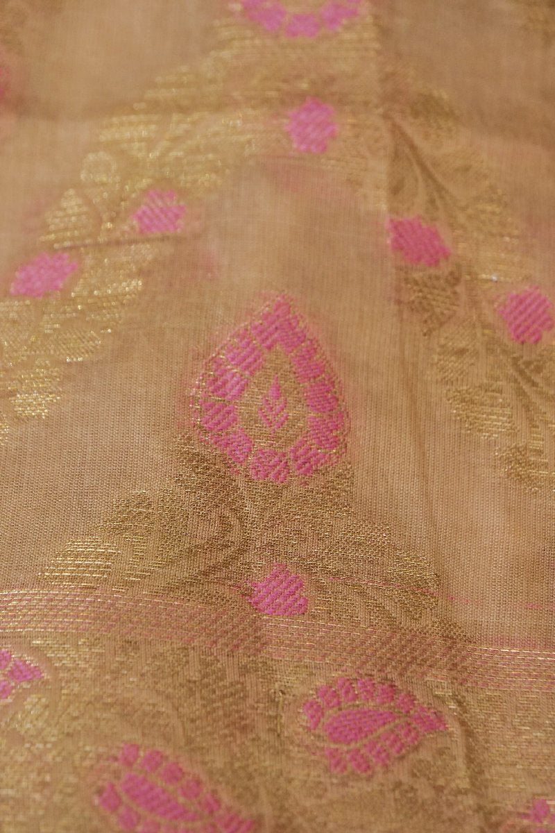 BANARASI COTTON SILK BEIGE COLOR UNSTICHED SUIT