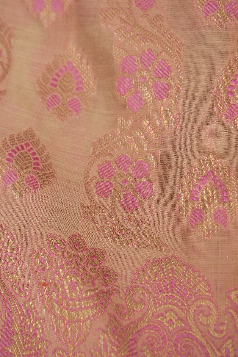 BANARASI COTTON SILK BEIGE COLOR UNSTICHED SUIT