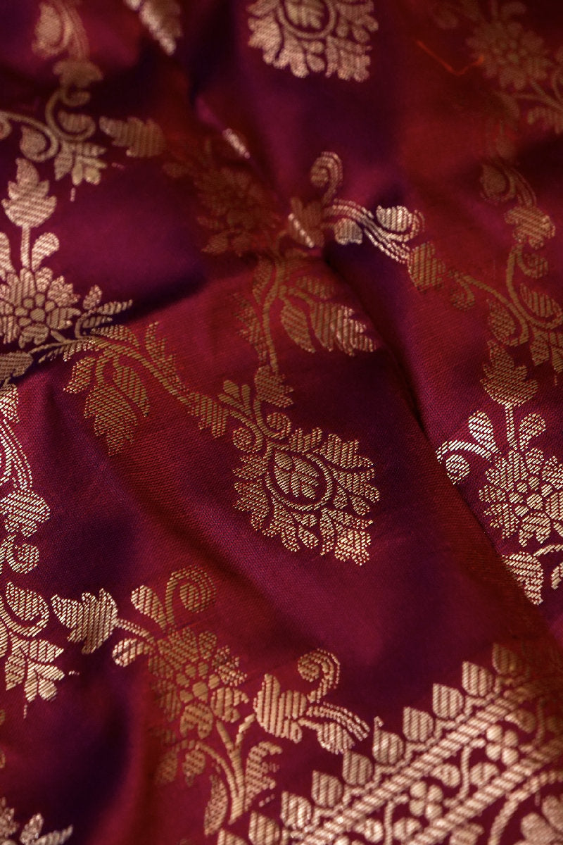 BANARASI TAFFETA SILK WINE COLOR UNSTICHED SUIT